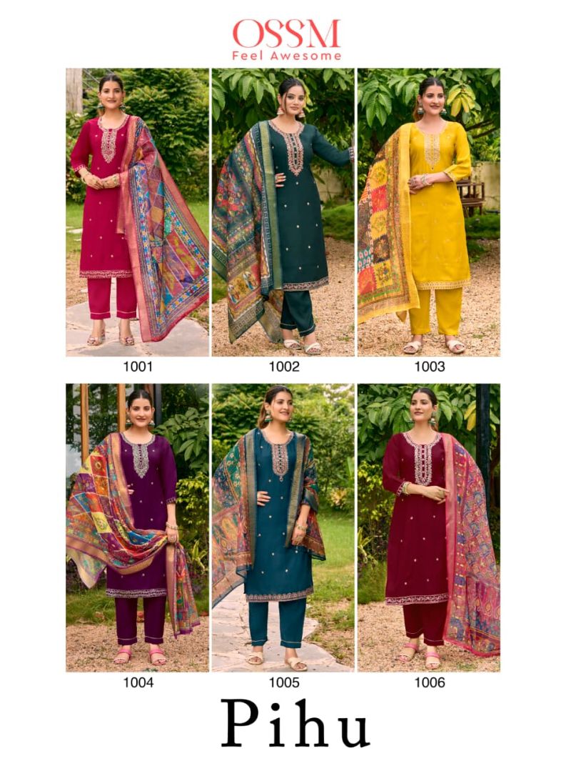 Ossm Pihu Roman Silk Kurti Bottom With Dupatta Collection