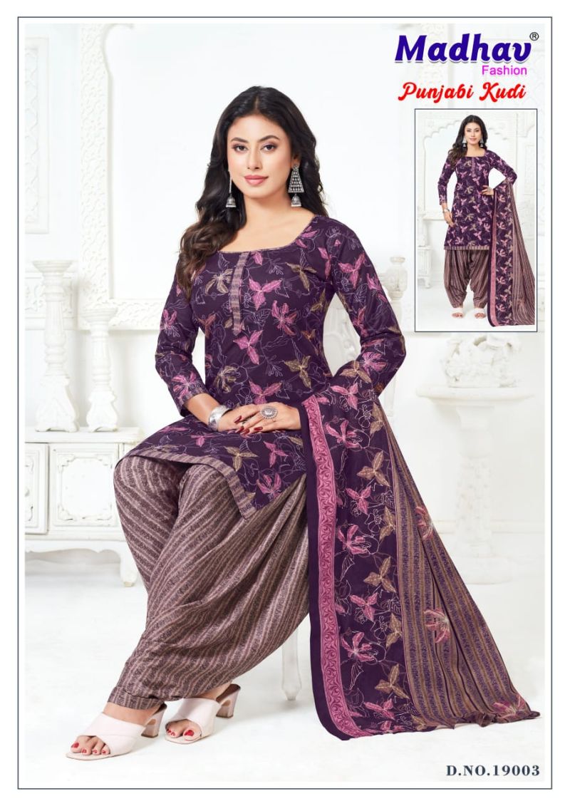 Madhav Punjabi Kudi Vol 19 Cotton Ptinted Ready Made Patiyala Dress