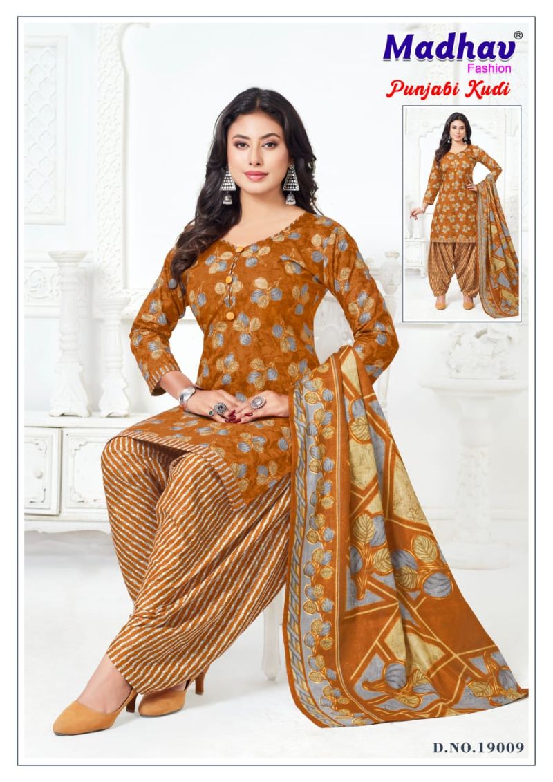 Madhav Punjabi Kudi Vol 19 Cotton Ptinted Ready Made Patiyala Dress