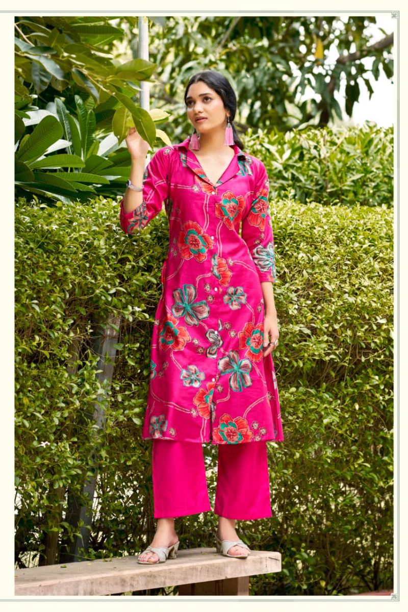 Ossm Rosy Vol 2 Vertican Discharge Printed Kurti With Bottom