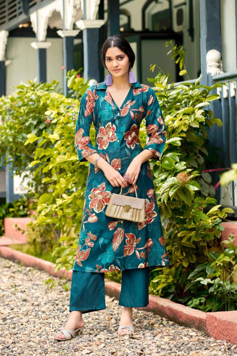 Ossm Rosy Vol 2 Vertican Discharge Printed Kurti With Bottom