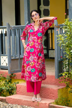 Ossm Rosy Vol 2 Vertican Discharge Printed Kurti With Bottom