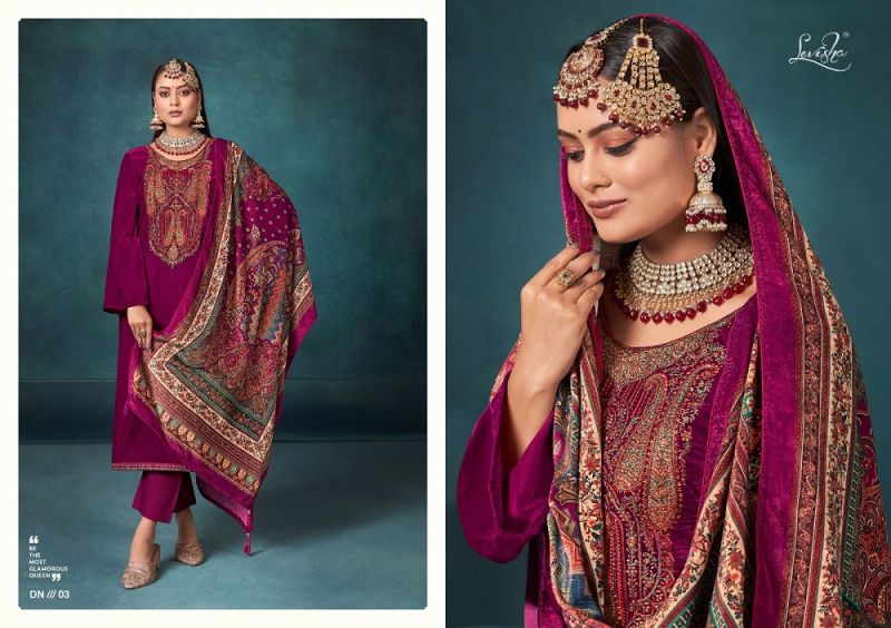 Levisha Noor E Bahar Velvet Embroidered Dress Material Collection