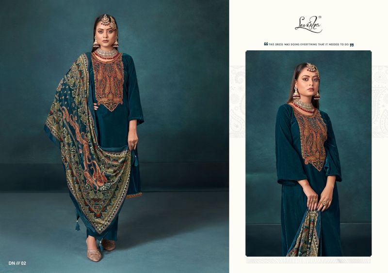 Levisha Noor E Bahar Velvet Embroidered Dress Material Collection