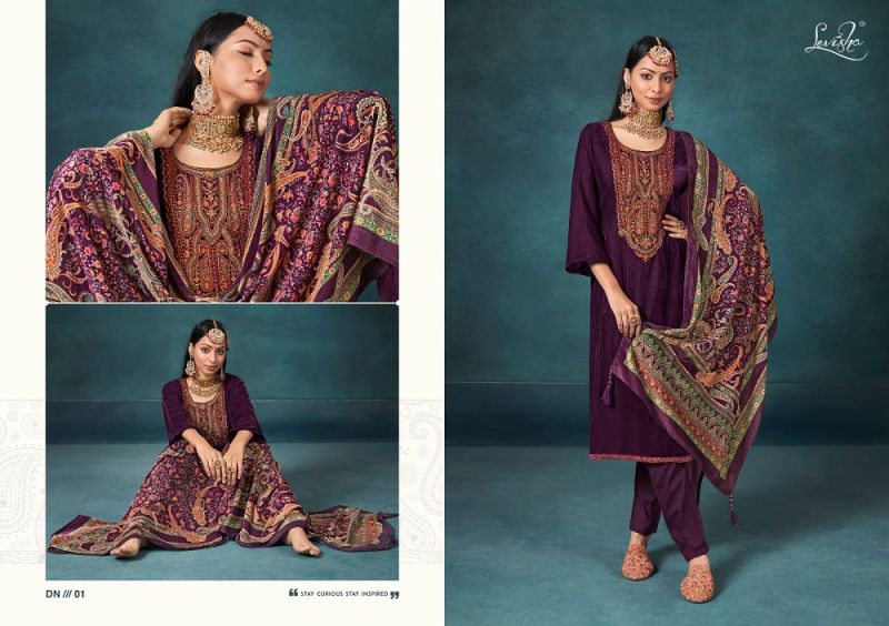 Levisha Noor E Bahar Velvet Embroidered Dress Material Collection