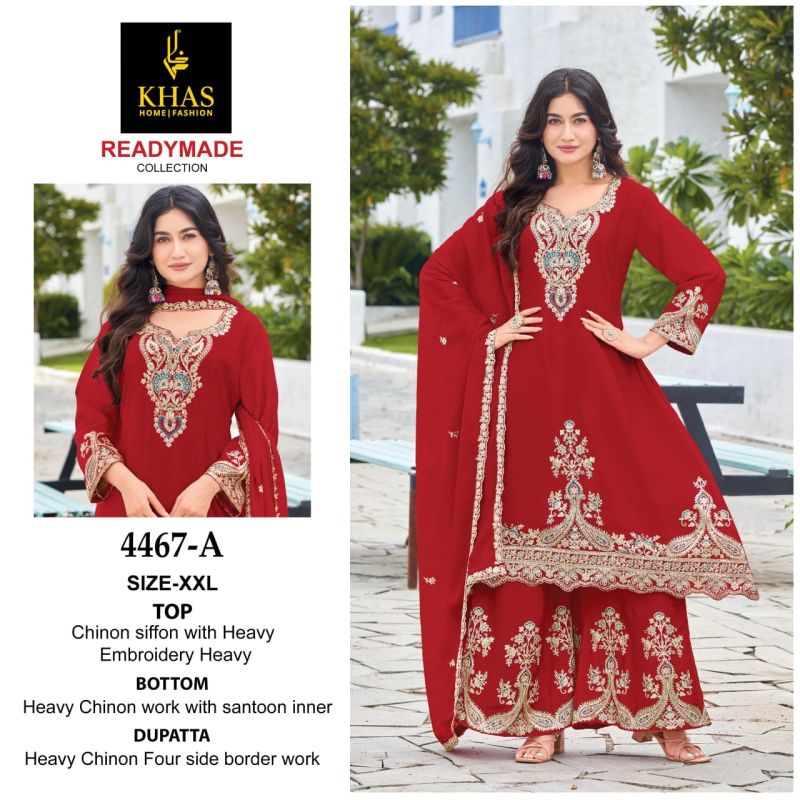 Khas 4467 Chinon Silk Beautiful Ready Made Suit Collection