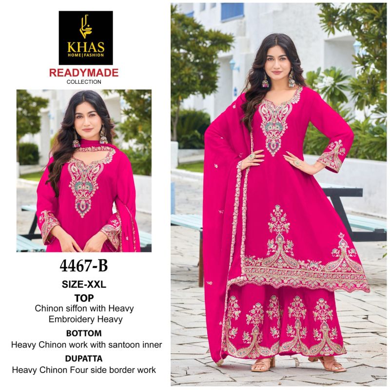 Khas 4467 Chinon Silk Beautiful Ready Made Suit Collection
