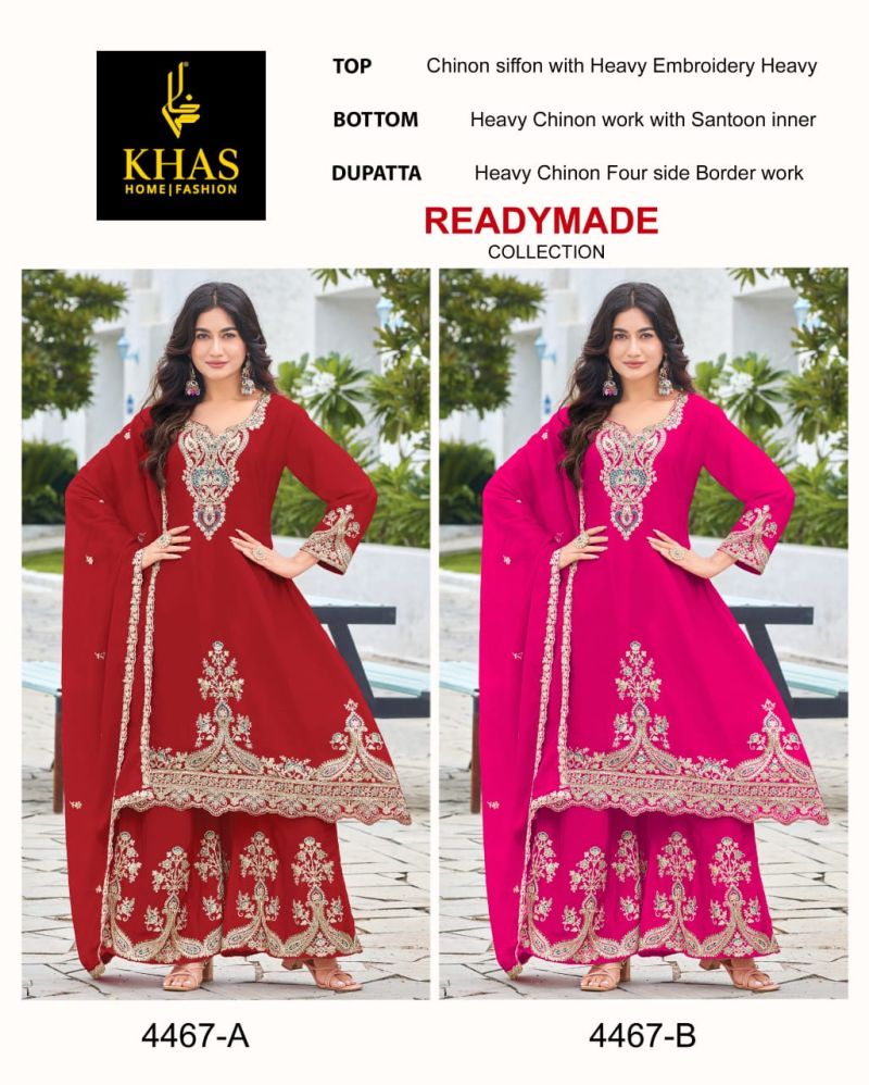 Khas 4467 Chinon Silk Beautiful Ready Made Suit Collection