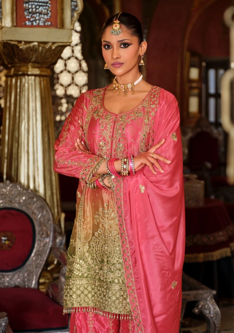 Eba Rangeen Gold Chinon Digital Printed Ready Made Collection