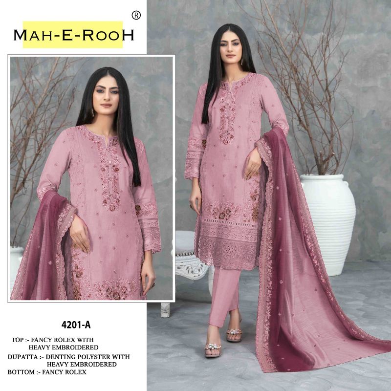 Mah E Rooh 4201 A To D Fancy Rolex With Embriodered Suits