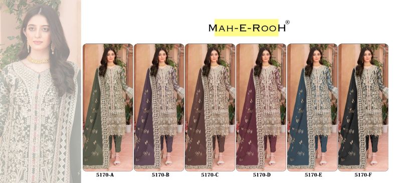 Mah E Rooh 5170 A To F Heavy Organza Collections