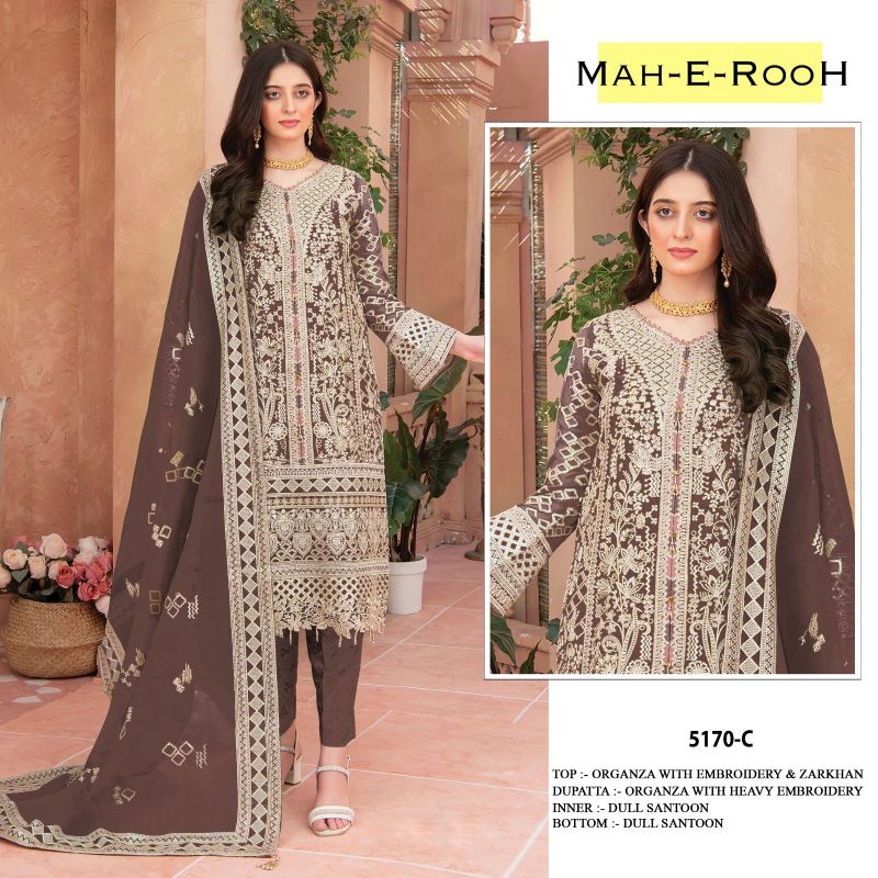 Mah E Rooh 5170 A To F Heavy Organza Collections