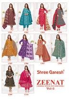 Shree Ganesh Zeenat Vol 3 Readymade Cotton Anarkali Style Kurti Set
