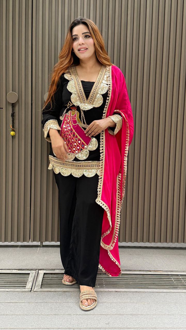 Bt 7118 Beautiful Readymade Party Wear Top And Sharara Collection