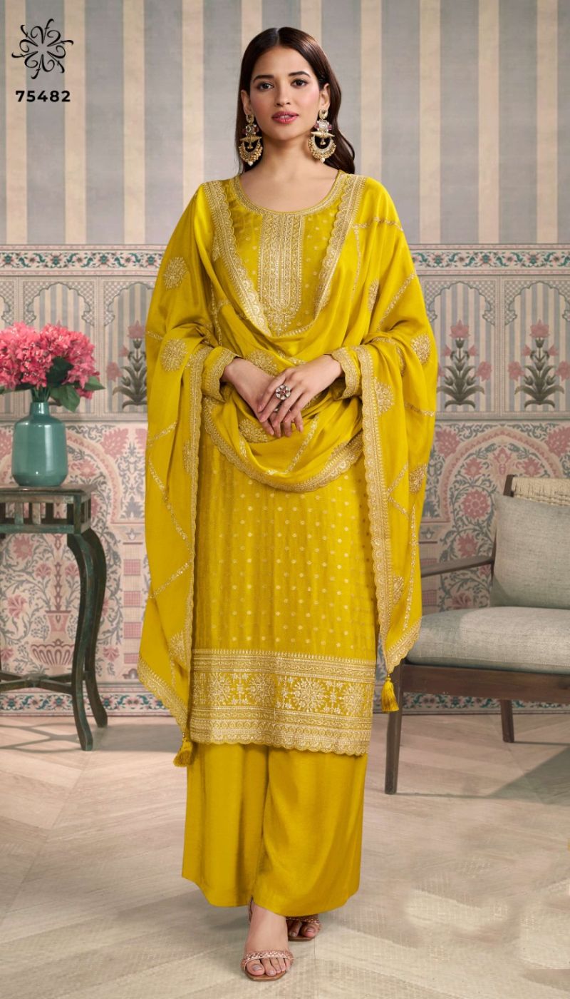 Vinay Kuleesh Jasleen Chinon Embroidered Designer Salwar Suits