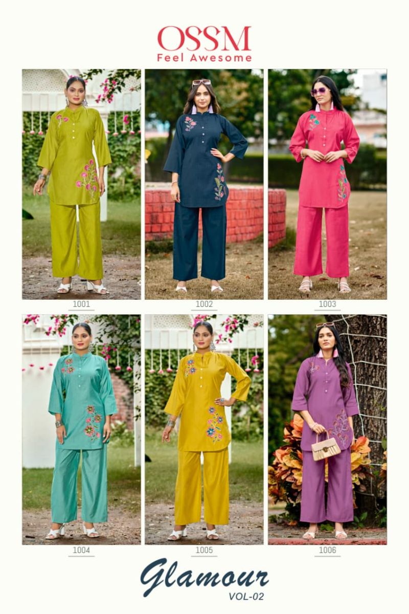 Ossm Glamour Vol 2 Berlin Silk Embroidery Co Ord Set Collection