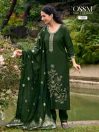 Ossm Shagun Viscose Roman Silk Kurti Pant And Dupatta Collection