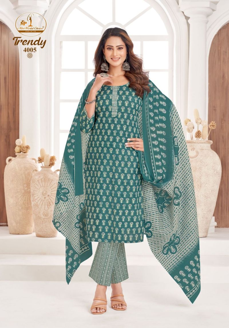 Miss World Trendy Vol 4 Readymade Cotton Printed Kurti Set Collection