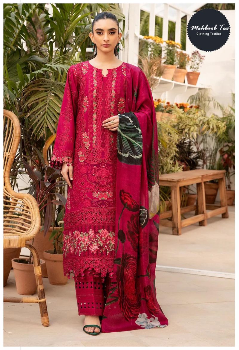 Mehboob Tex 1716 A Lawn Dupatta Cotton Embroidery Salwar Suits