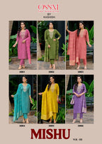 Ossm Mishu Vol 3 Roman Simmer Embroidery Kurti Pant And Dupatta