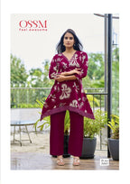 Ossm Lifestyle Vol 3 Vetican Silk Print Mirror Work Kurti Pant