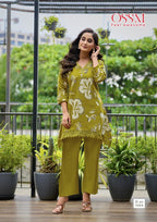 Ossm Lifestyle Vol 3 Vetican Silk Print Mirror Work Kurti Pant