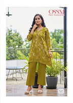 Ossm Lifestyle Vol 3 Vetican Silk Print Mirror Work Kurti Pant