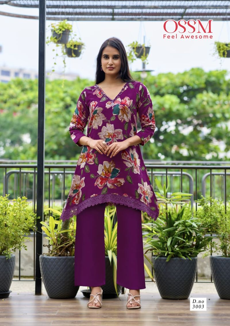 Ossm Lifestyle Vol 3 Vetican Silk Print Mirror Work Kurti Pant