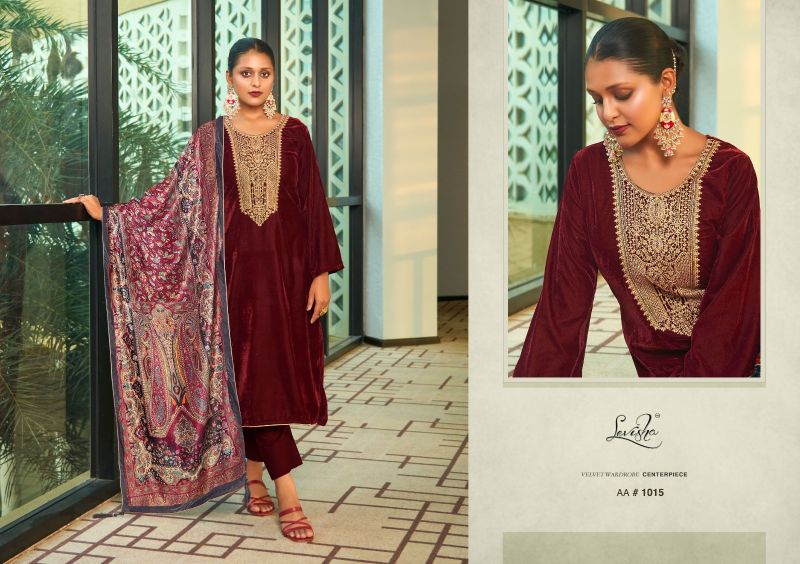 Levisha Aarohi Velvet Designer Embroidery Dress Material Collection