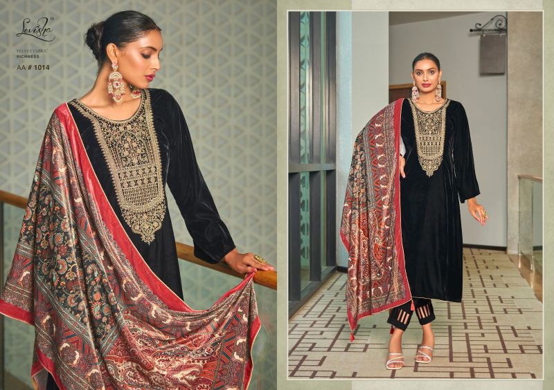 Levisha Aarohi Velvet Designer Embroidery Dress Material Collection