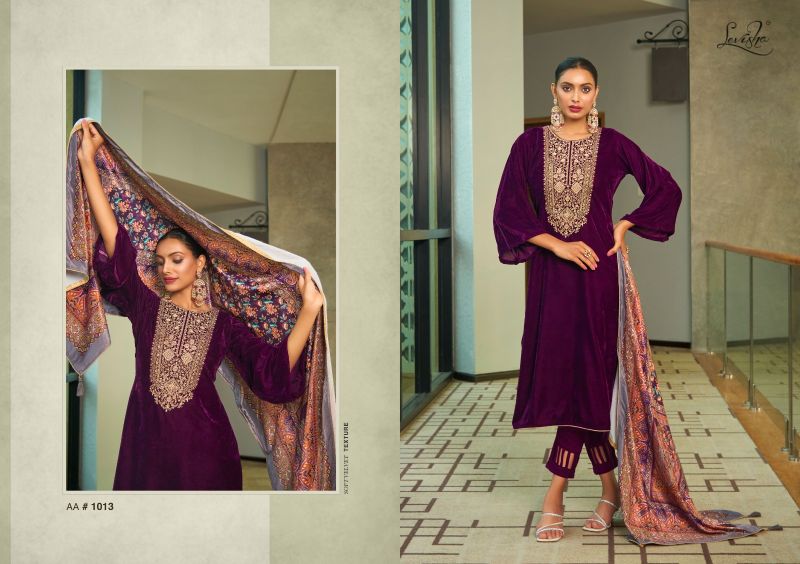 Levisha Aarohi Velvet Designer Embroidery Dress Material Collection