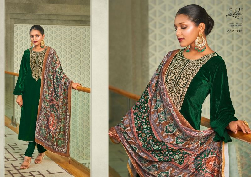 Levisha Aarohi Velvet Designer Embroidery Dress Material Collection