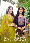Woodee Banzara Viscose Vatican Thread Work Kurti Pant And Dupatta