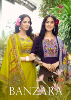 Woodee Banzara Viscose Vatican Thread Work Kurti Pant And Dupatta