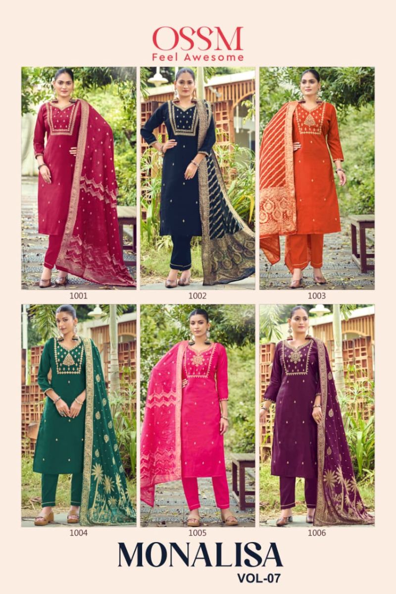 Ossm Monalisa Vol 7 Premium Roman Silk Kurti Set Collection