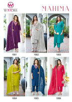 Woodee Mahima Viscose Gadhawal Thread Work Kurti Pant And Dupatta