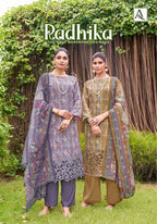 Alok Radhika Jam Cotton Foil Print Embroidery Work Dress Material