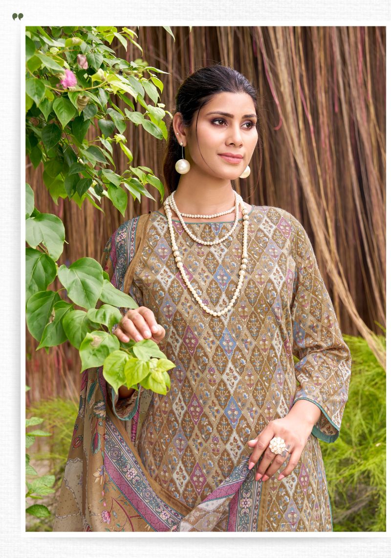 Alok Radhika Jam Cotton Foil Print Embroidery Work Dress Material