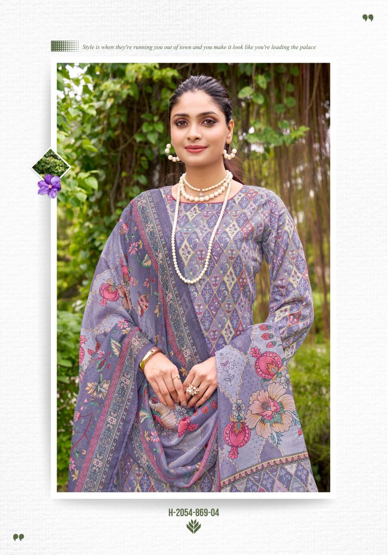 Alok Radhika Jam Cotton Foil Print Embroidery Work Dress Material