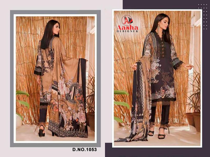 Aasha 1053 Cotton Dupatta Cotton Print Pakistani Suit Salwar Kameez