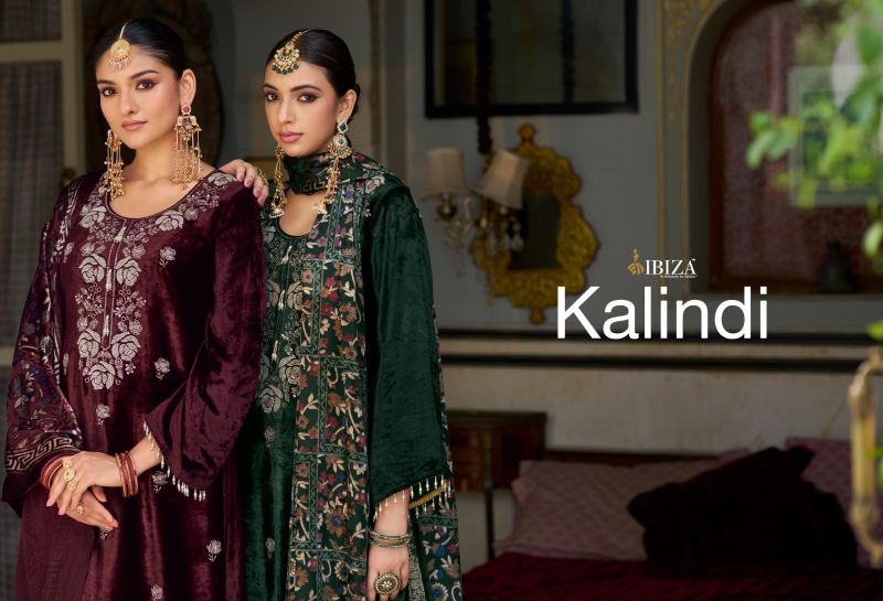 Ibiza Kalindi Viscose Velvet Work Designer Salwar Kameez Collection