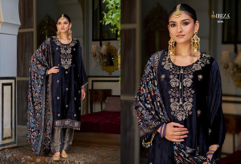 Ibiza Kalindi Viscose Velvet Work Designer Salwar Kameez Collection
