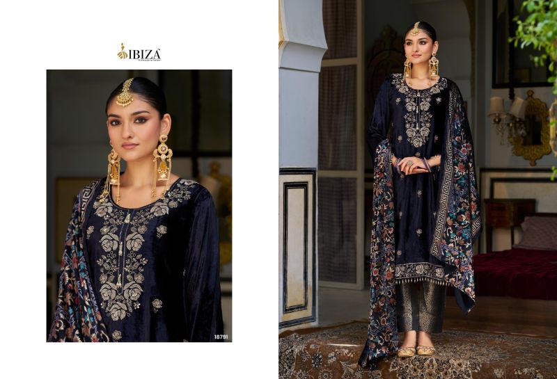 Ibiza Kalindi Viscose Velvet Work Designer Salwar Kameez Collection