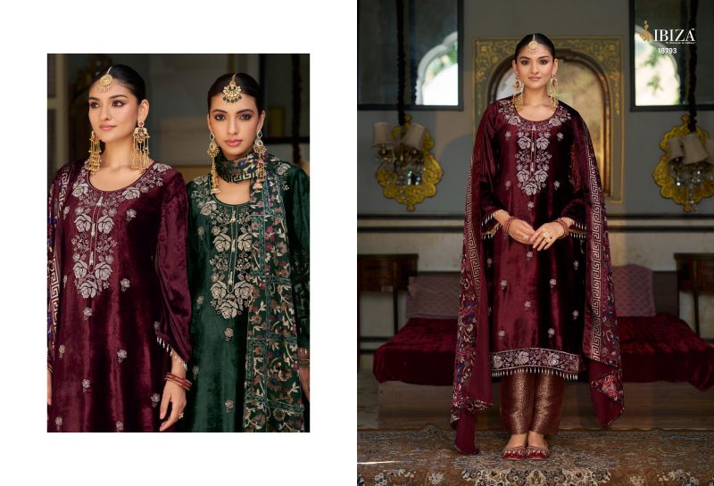 Ibiza Kalindi Viscose Velvet Work Designer Salwar Kameez Collection