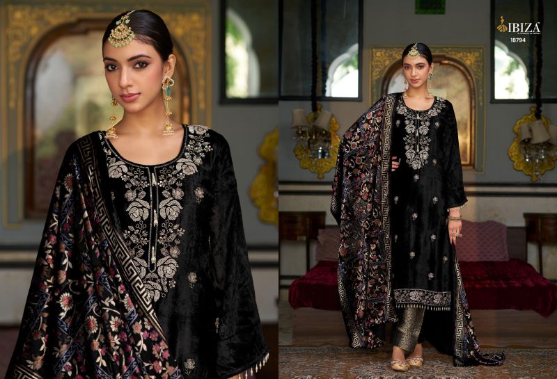 Ibiza Kalindi Viscose Velvet Work Designer Salwar Kameez Collection