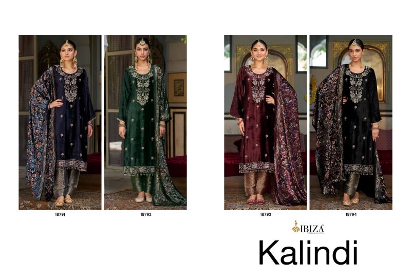 Ibiza Kalindi Viscose Velvet Work Designer Salwar Kameez Collection