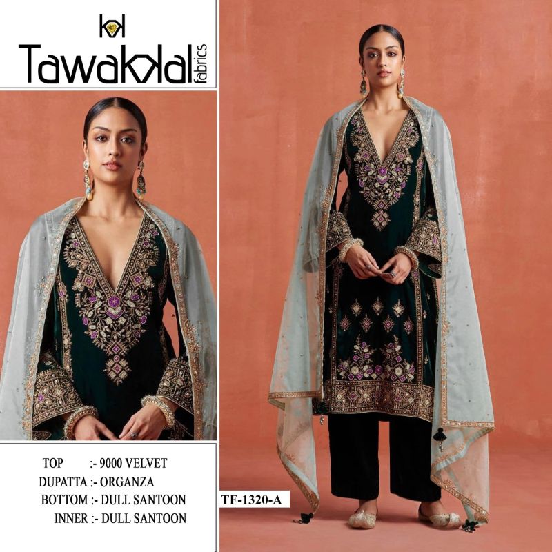 Tf 1320 A To F Velvet Embroidery Work Pakistani Salwar Kameez Suits