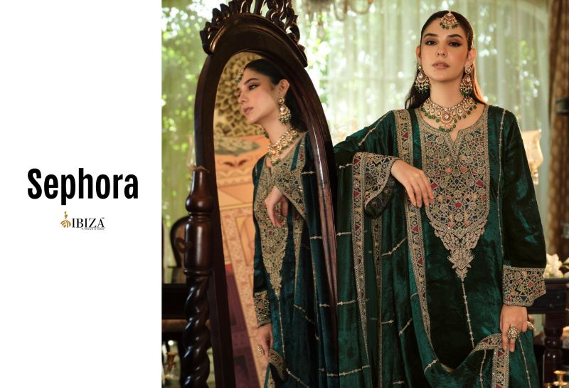 Ibiza Sephora Viscose Velvet Embroidery Work Salwar Kameez Suits