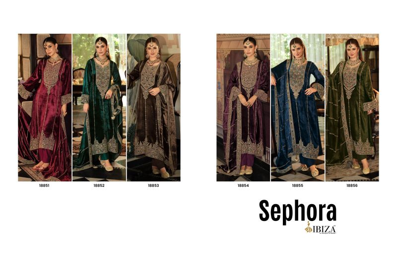 Ibiza Sephora Viscose Velvet Embroidery Work Salwar Kameez Suits