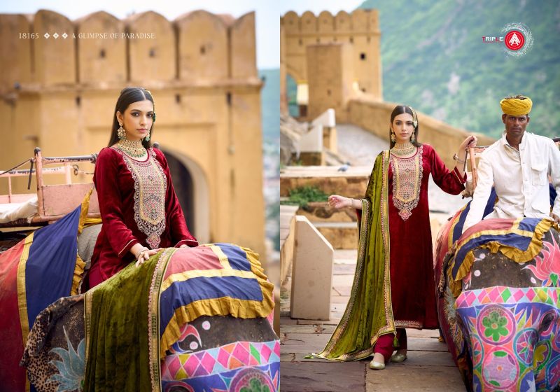 Triple Aaa Iconblast Viscose Velvet Work Designer Salwar Kameez